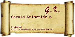 Gerold Krisztián névjegykártya